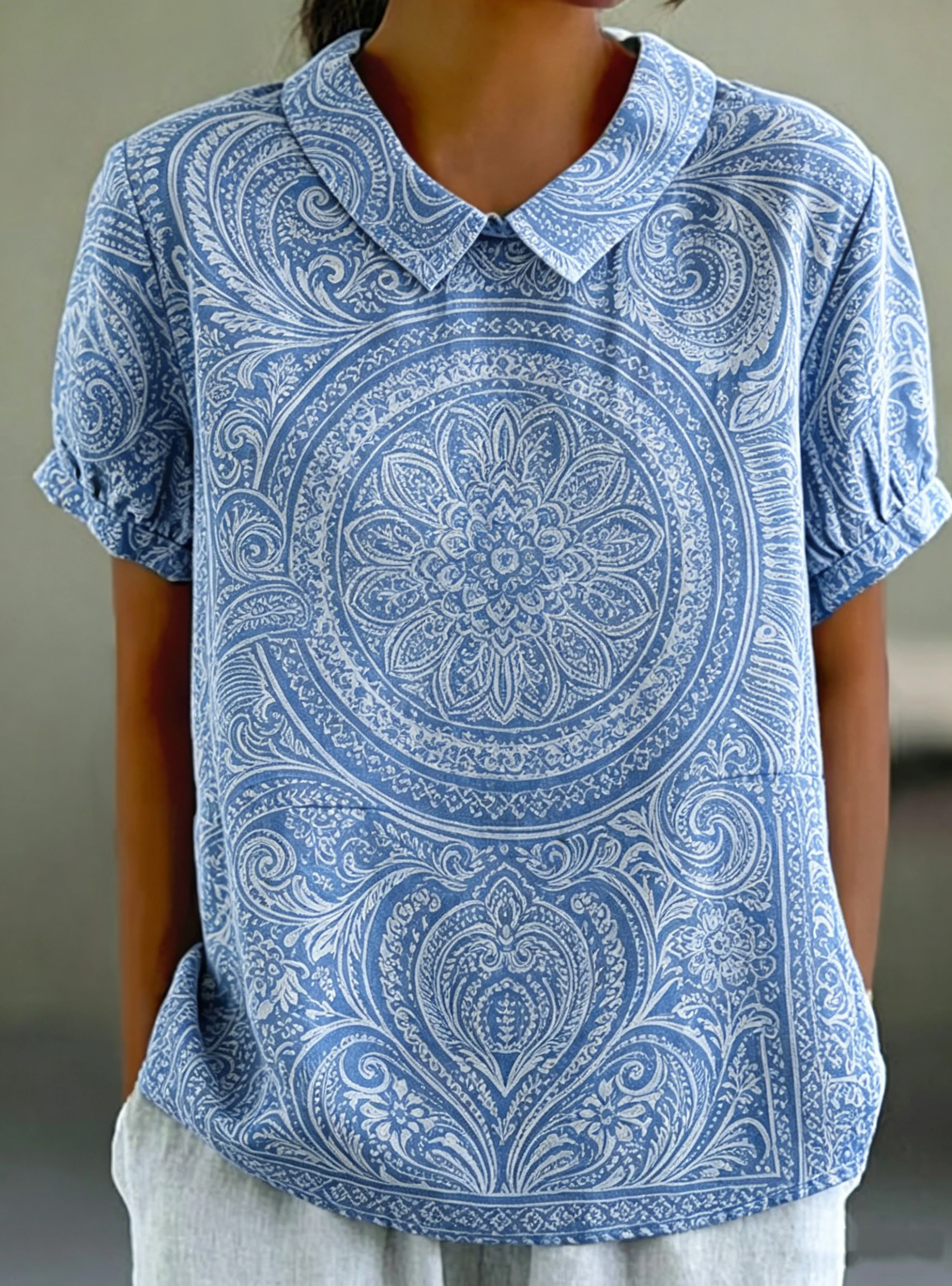 Women's Summer Allover Paisley Print Blouse Peter Pan Collar Short Sleeve Casual Loose Vintage Floral Daily Streetwear Top
Women's Summer Allover Paisley Print Blouse Peter Pan Collar Short Sleeve Casual Loose Vintage Floral Daily Streetwear Top