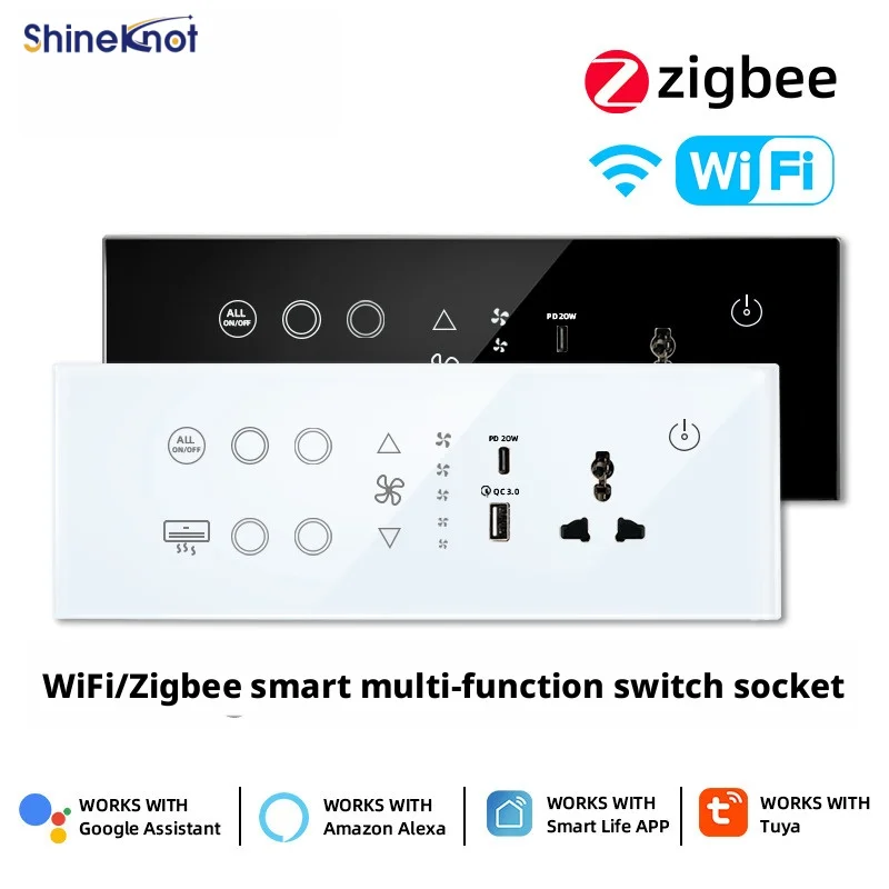 Shineknot Wifi/Zigbee Multi-Functional 254-Combination Remote Control Smart Switch Socket Smart Home App Remote
Shineknot Wifi/Zigbee Multi-Functional 254-Combination Remote Control Smart Switch Socket Smart Home App Remote