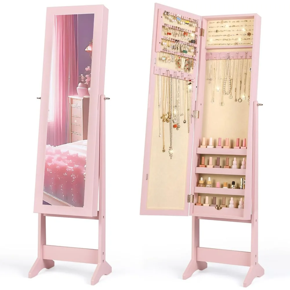Jewelry Armoire with Full Length Mirror Standing Jewelry Cabinet Organizer with 3 Adjustable Tilting Angles Large Storage Earrin
Jewelry Armoire with Full Length Mirror Standing Jewelry Cabinet Organizer with 3 Adjustable Tilting Angles Large Storage Earrin
