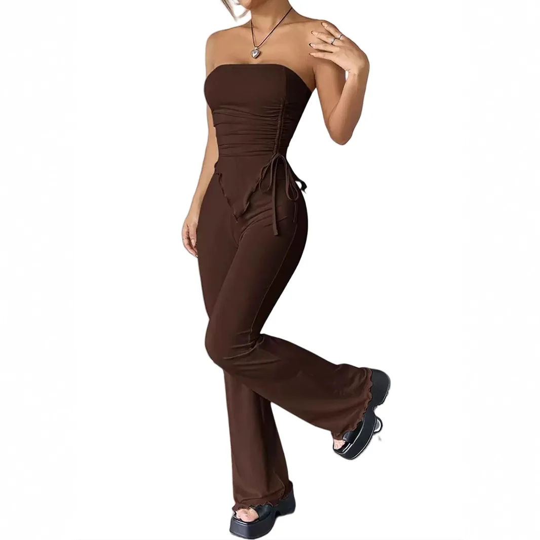 Women's Strapless Tube Top Asymmetrical Split Hem and Flare Pants Two Piece Set Slim Fit Elegant Versatile Commute Casual Outfit
Women's Strapless Tube Top Asymmetrical Split Hem and Flare Pants Two Piece Set Slim Fit Elegant Versatile Commute Casual Outfit