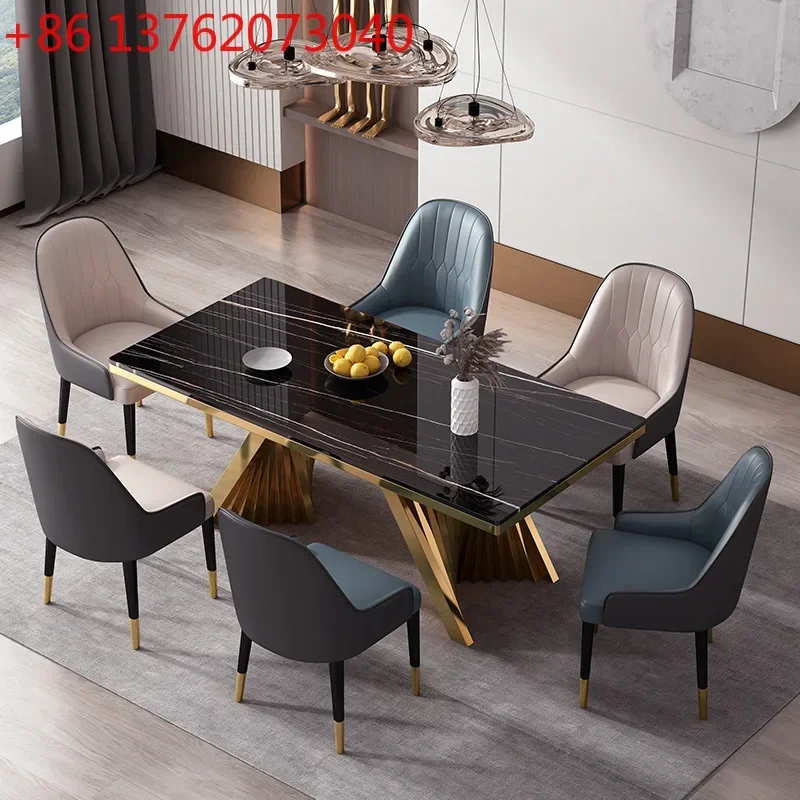Rock slab light luxury modern simple home living room dining table and chair combination
Rock slab light luxury modern simple home living room dining table and chair combination