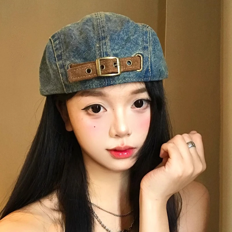 New Personalized Belt Buckle Denim Berets for Women Spring Autumn Travel Casual Versatile Show Face Small Literary Painter Hat 
New Personalized Belt Buckle Denim Berets for Women Spring Autumn Travel Casual Versatile Show Face Small Literary Painter Hat