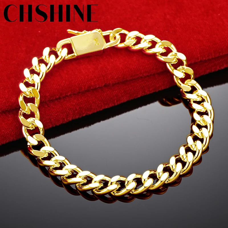 CHSHINE 18K Gold 8mm Side Chain Bracelet For Women Men Wedding Engagement Party Fashion Charm Jewelry
CHSHINE 18K Gold 8mm Side Chain Bracelet For Women Men Wedding Engagement Party Fashion Charm Jewelry