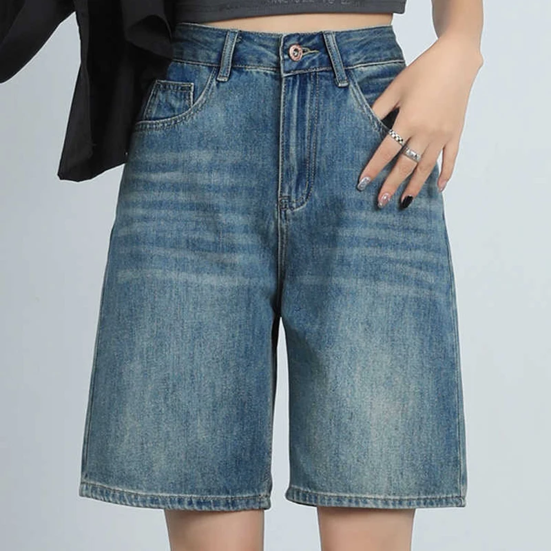 American Style Vintage Denim Shorts Women Summer High Waist Straight Fifth Pants High Street Lady Wide Leg A-line Shorts
American Style Vintage Denim Shorts Women Summer High Waist Straight Fifth Pants High Street Lady Wide Leg A-line Shorts