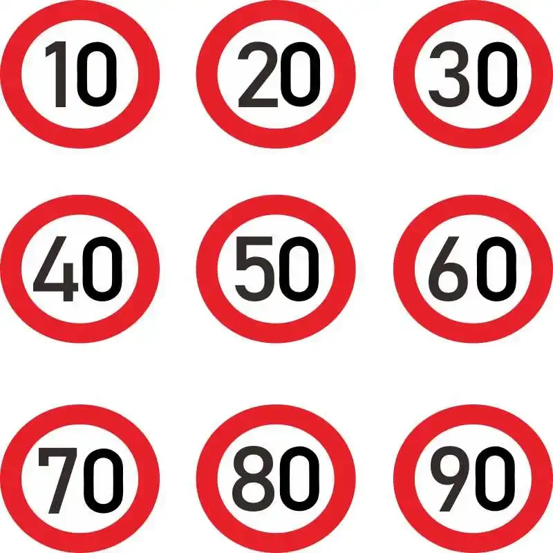 The maximum speed for cars is 10, 20, 30, 40, 50, 60, 70, 80, and 90 kilometers per hour
The maximum speed for cars is 10, 20, 30, 40, 50, 60, 70, 80, and 90 kilometers per hour