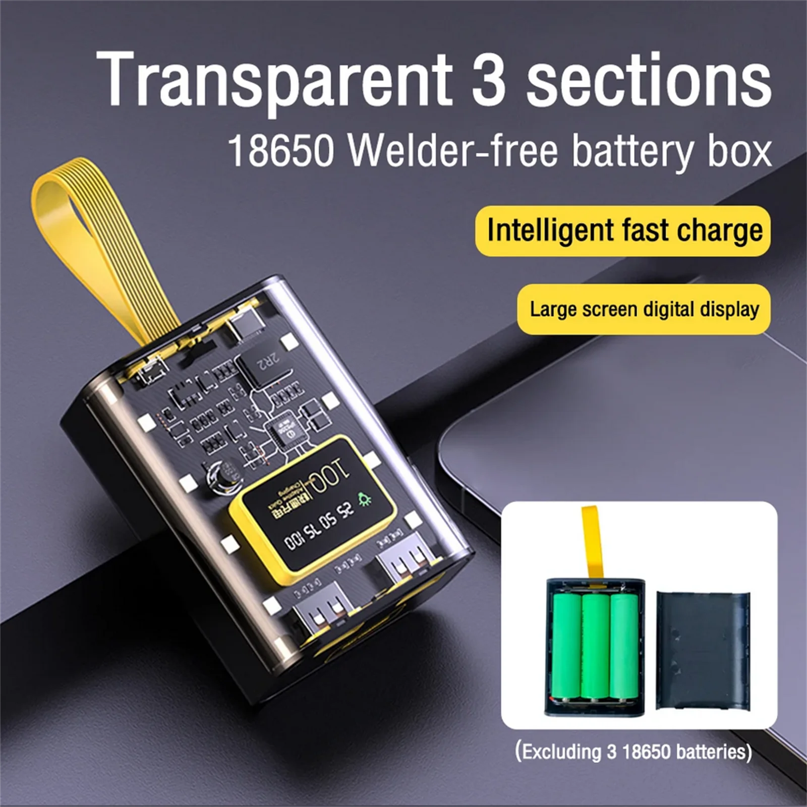 DIY 3*18650 Battery Power Bank Box Free Welding Charger Case 10W 5V Dual USB Fast Charging Case With LED Night Light Clear Shell
DIY 3*18650 Battery Power Bank Box Free Welding Charger Case 10W 5V Dual USB Fast Charging Case With LED Night Light Clear Shell