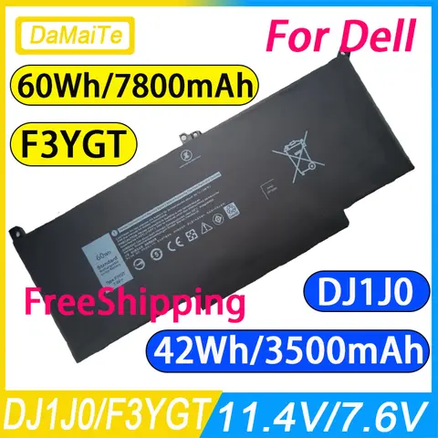 NEW F3YGT batería para Dell Latitude 7480 12 13 7000 7280 7290 E7280 E7290 E7380 E7390 7000 7380 7390 7480 7490 2X39G DJ1J0