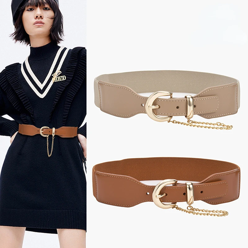 Women's Elastic Wide Belts Women's Simple Fashion Chain Pendant Belts Designer's High-quality Women's Decorative Waistband
Women's Elastic Wide Belts Women's Simple Fashion Chain Pendant Belts Designer's High-quality Women's Decorative Waistband