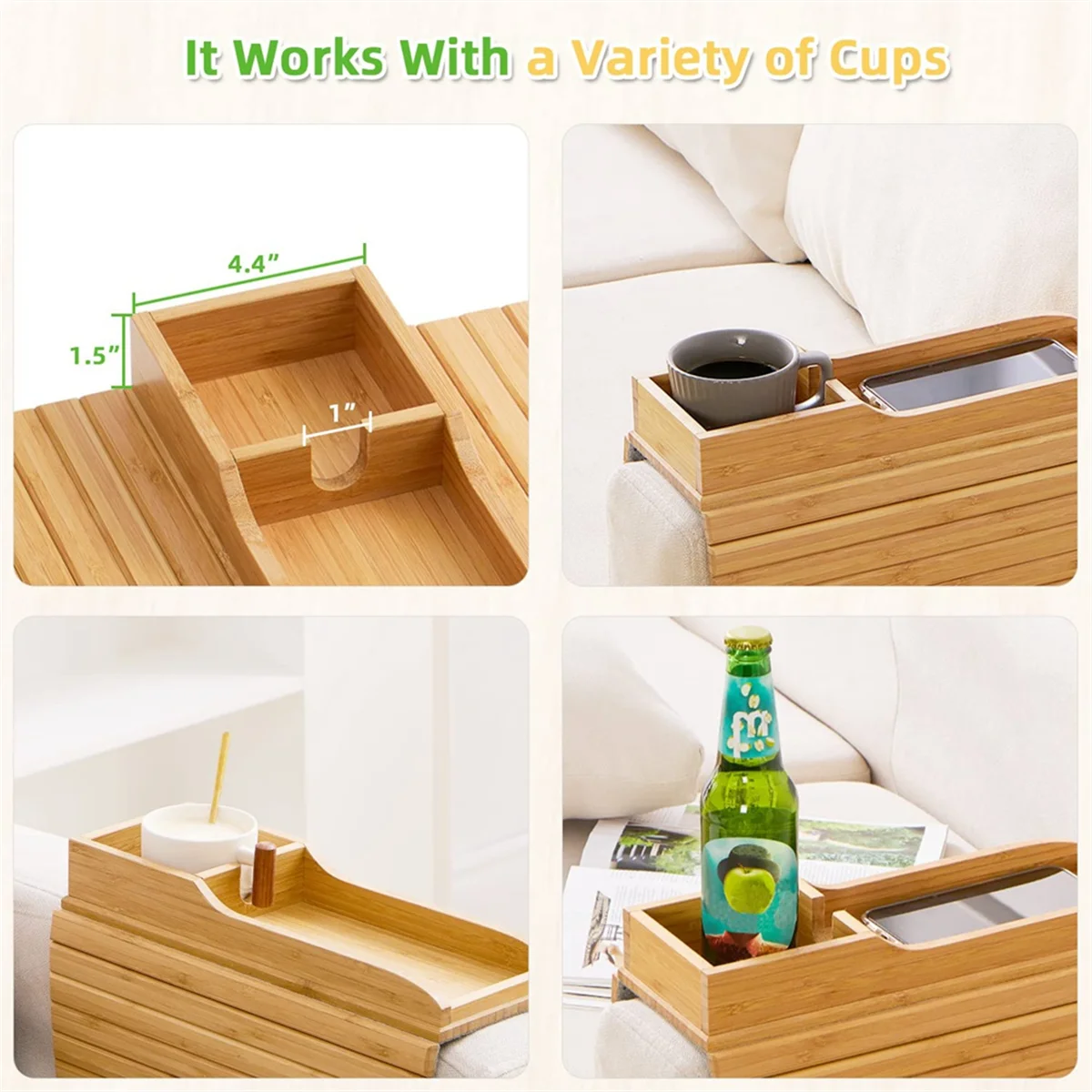 GET! Couch Cup Holder, Couch Drink Holder, Natural Bamboo Sofa Cup Holder Armrest Tray, Portable Couch Arm Tray Table
GET! Couch Cup Holder, Couch Drink Holder, Natural Bamboo Sofa Cup Holder Armrest Tray, Portable Couch Arm Tray Table