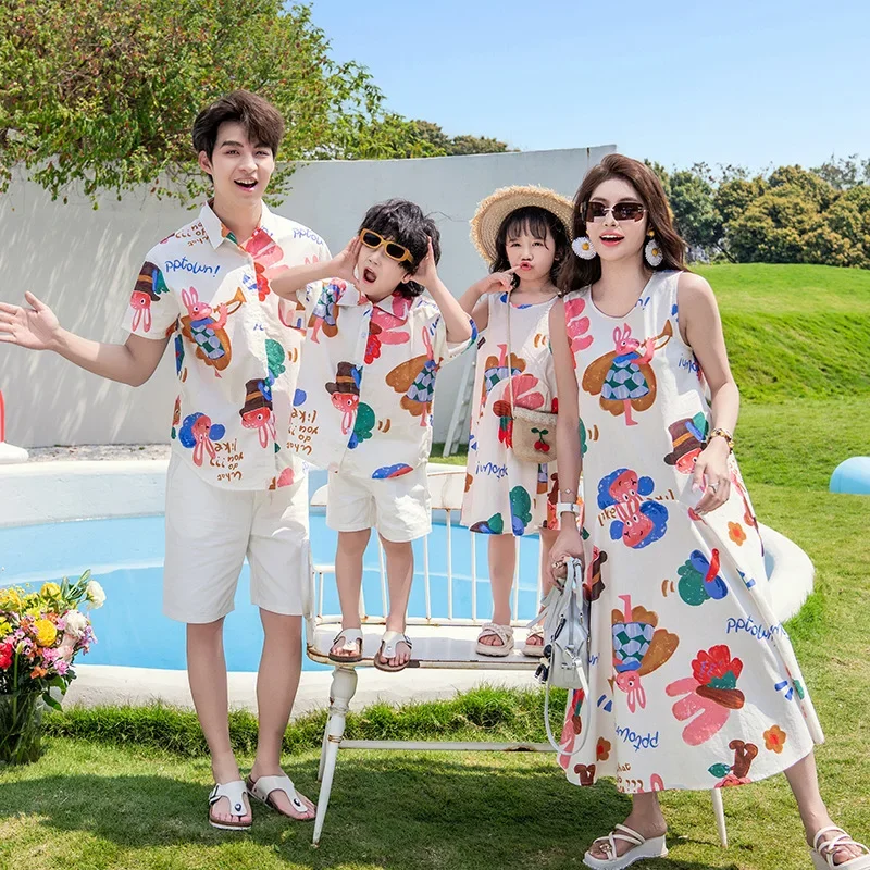 Vacation Area Couple Look Family Matching Outfits Father Son Beach Shirts Mother Daughter Sleeveless Dress Parent-child Clothes
Vacation Area Couple Look Family Matching Outfits Father Son Beach Shirts Mother Daughter Sleeveless Dress Parent-child Clothes