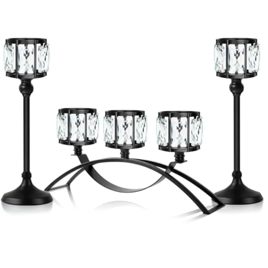 Set of 3 Crystal Candle Holders Arched - Elegant Tabletop Candelabra Centerpiece for Weddings, Dining Room Decor, Modern Home a
Set of 3 Crystal Candle Holders Arched - Elegant Tabletop Candelabra Centerpiece for Weddings, Dining Room Decor, Modern Home a