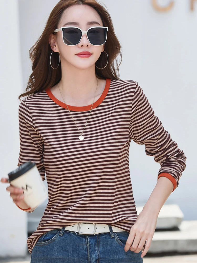 Striped Long Sleeve T-shirt Women Korean Fashion O Neck T Shirts 2024 Spring Autumn Basic Tshirt Woman Tops Ladies Clothing Tees
Striped Long Sleeve T-shirt Women Korean Fashion O Neck T Shirts 2024 Spring Autumn Basic Tshirt Woman Tops Ladies Clothing Tees