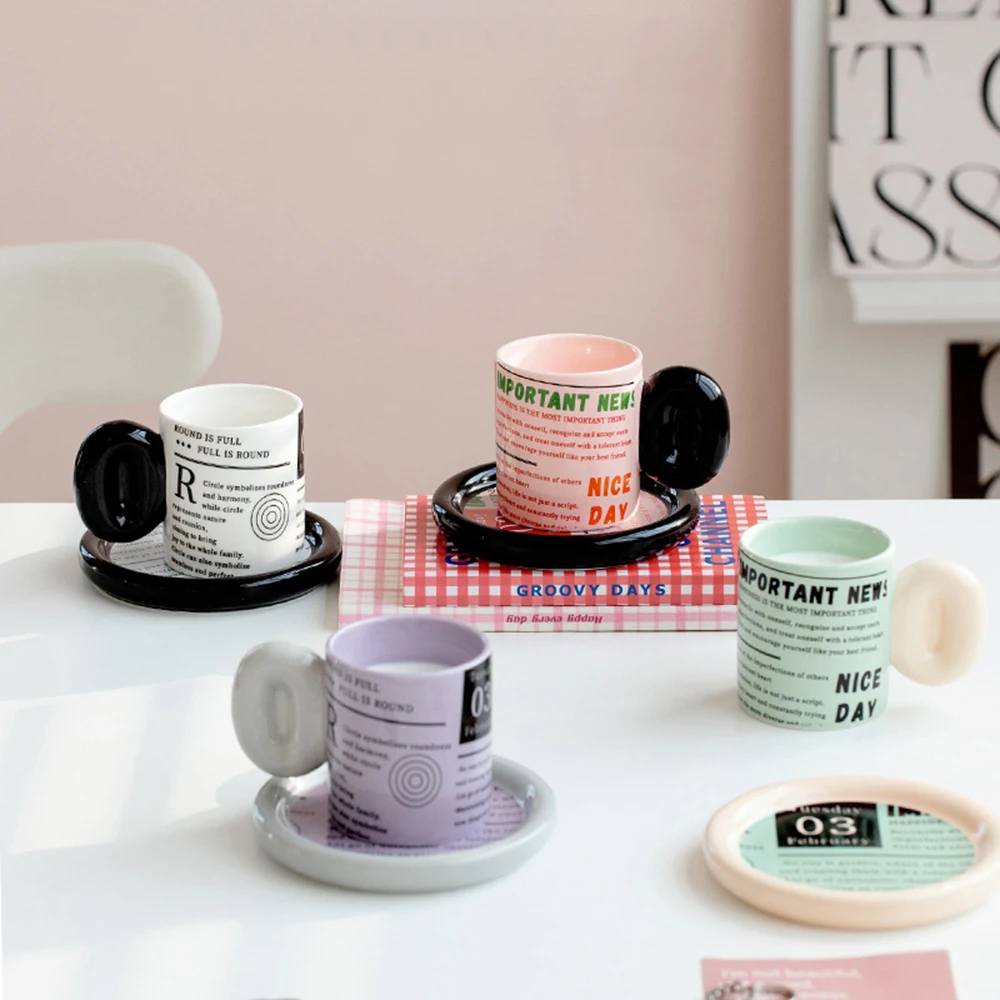 200ml Newspaper Style Cup and Saucer Set High Beauty Creative Ceramic Mug English Letter Coffee Cup Plate Summer Women Home Use
200ml Newspaper Style Cup and Saucer Set High Beauty Creative Ceramic Mug English Letter Coffee Cup Plate Summer Women Home Use