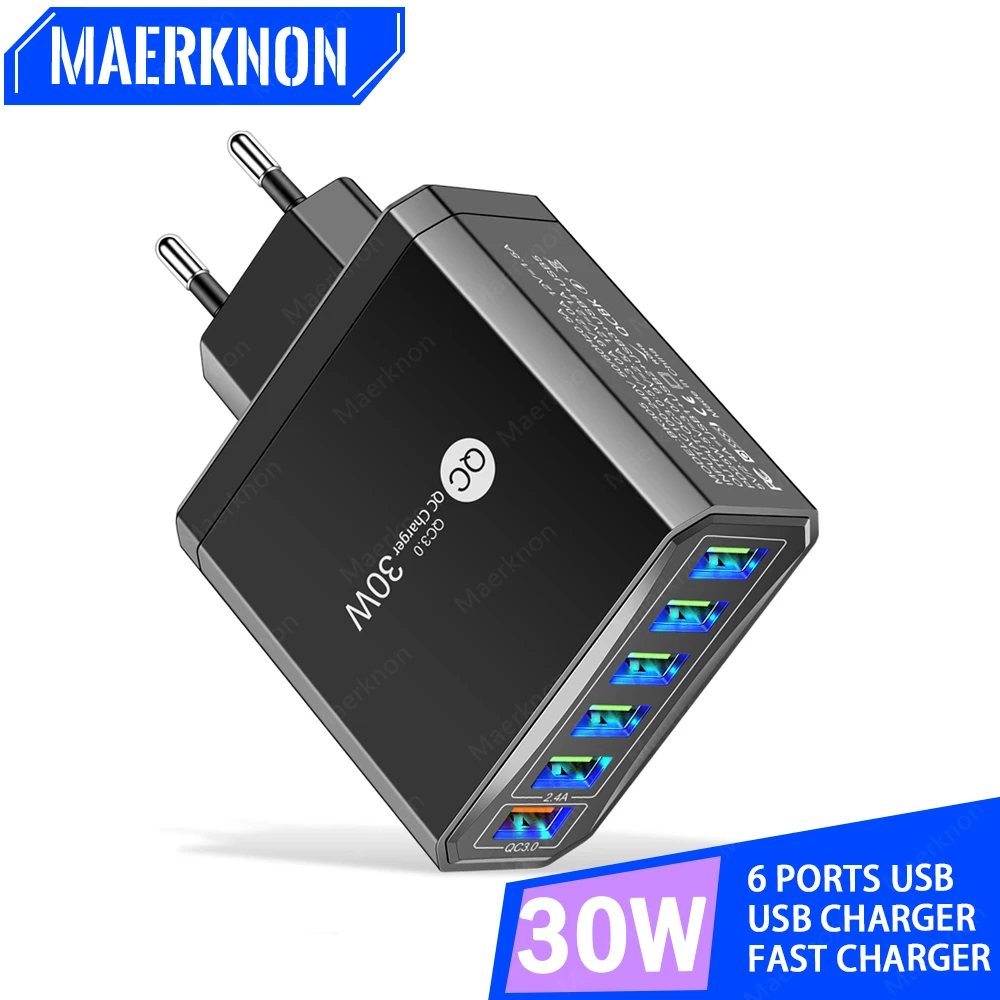 USB Fast Charger 30W Multi Port Quick Charge Wall Charger For iPhone 14 Xiaomi Samsung Huawei 6 Ports USB Phone Charger Adapter
USB Fast Charger 30W Multi Port Quick Charge Wall Charger For iPhone 14 Xiaomi Samsung Huawei 6 Ports USB Phone Charger Adapter