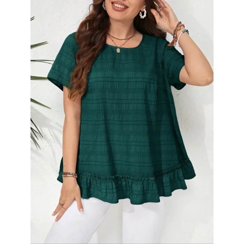 Женская повседневная и модная рубашка с короткими рукавами и круглым вырезом размера плюс 1XL-5XL
Женская повседневная и модная рубашка с короткими рукавами и круглым вырезом размера плюс 1XL-5XL