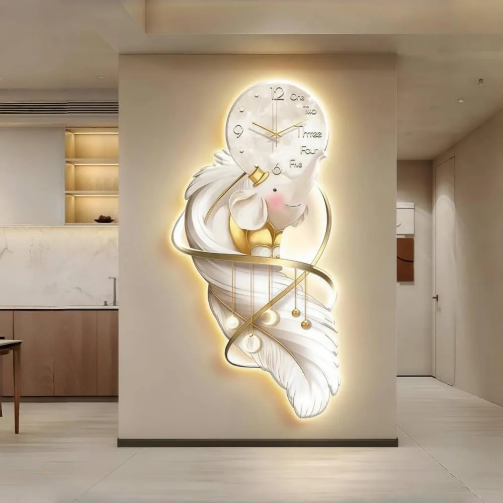 Wall Clock with LED Lights, Background Wall Decoration Sculpture, 3D Art Mural Suitable for Bedroom, Living Room(Medium)
Wall Clock with LED Lights, Background Wall Decoration Sculpture, 3D Art Mural Suitable for Bedroom, Living Room(Medium)