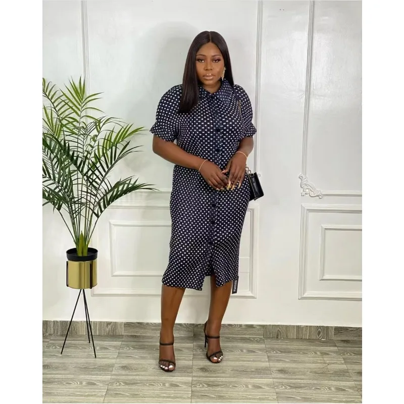 Pleated Polka Dot Print Short Sleeve Mid Length Dress Button Coat Women's Fashion Loose Casual Shopping Maxi Dress
Pleated Polka Dot Print Short Sleeve Mid Length Dress Button Coat Women's Fashion Loose Casual Shopping Maxi Dress