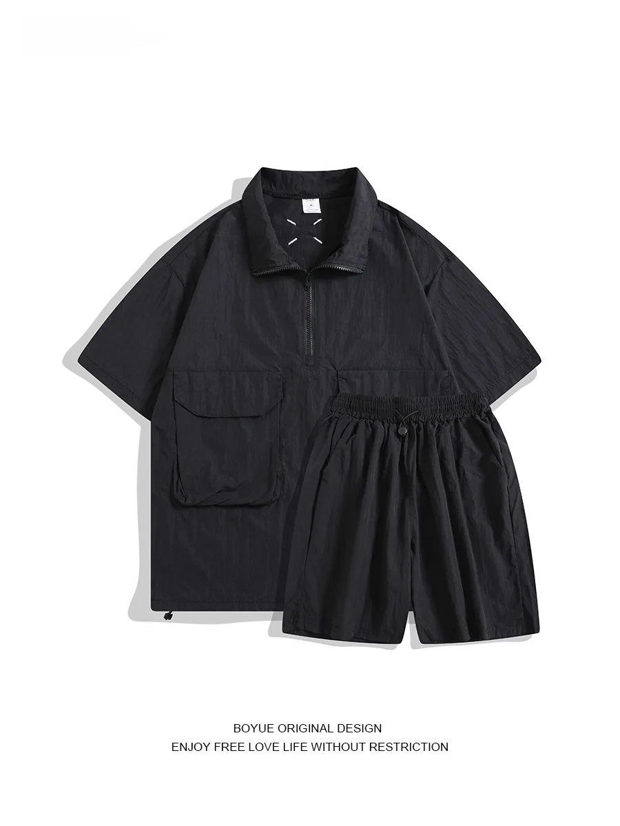 Boyue Summer Thin ort Sve orts Set Casual Sportswear f Zipper Embroidered irt And orts Two-Piece Set for Men
Boyue Summer Thin ort Sve orts Set Casual Sportswear f Zipper Embroidered irt And orts Two-Piece Set for Men