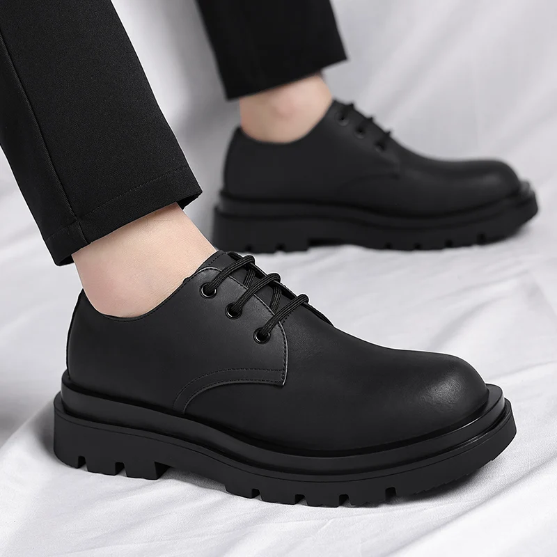 Black men's leather shoes Trendy youth brand styles Leisure Business Office Thick soled adult shoes Minimalist versatile
Black men's leather shoes Trendy youth brand styles Leisure Business Office Thick soled adult shoes Minimalist versatile