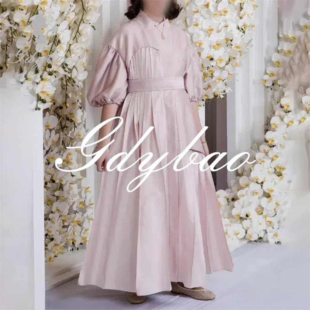 Simple O Neck Half Puff Sleeve A Line Classic Flower Girl Dress Ankle Length Pleat Elegant First Communion Gown Customized 2025
Simple O Neck Half Puff Sleeve A Line Classic Flower Girl Dress Ankle Length Pleat Elegant First Communion Gown Customized 2025