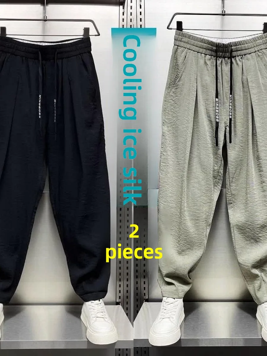 Trendy Pleated Men's Ice Silk Pants Loose Fit Breathable Korean Sle Summer Casual Trousers for Students Loose Wide Leg Pants
Trendy Pleated Men's Ice Silk Pants Loose Fit Breathable Korean Sle Summer Casual Trousers for Students Loose Wide Leg Pants
