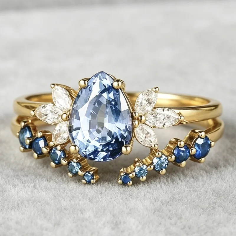 New Water Drop Blue Stone Ring Fresh Women's Wedding Ring Party Clothing Accessories
New Water Drop Blue Stone Ring Fresh Women's Wedding Ring Party Clothing Accessories