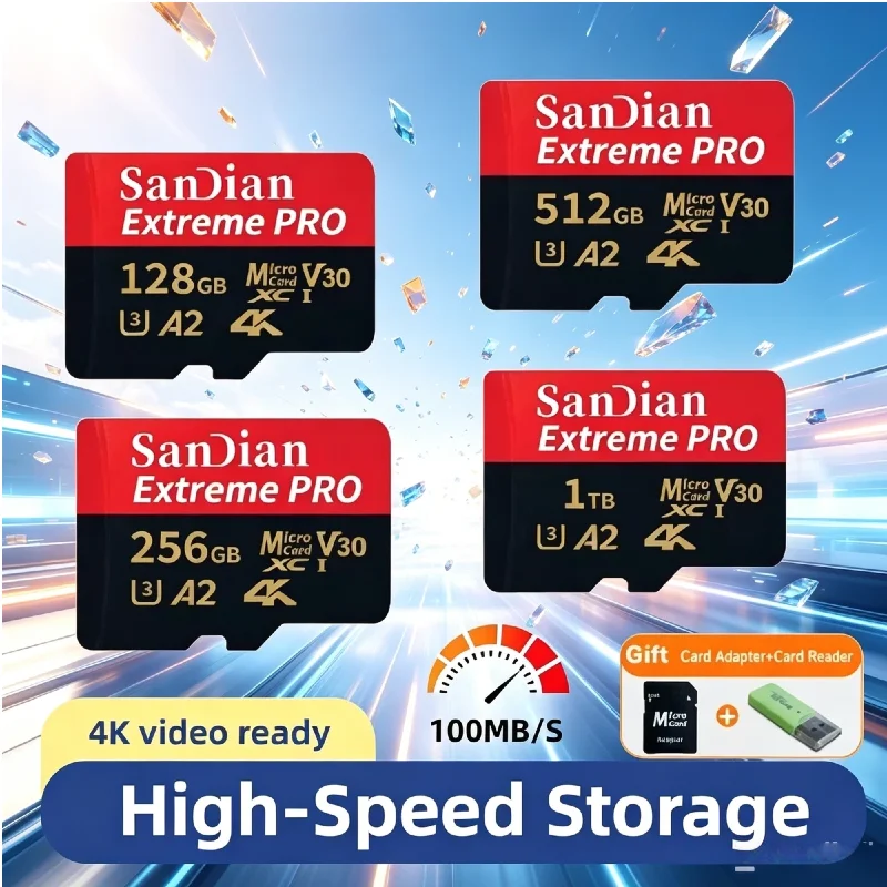 Original Large Capacity U3 TF SD Memory Card 128GB 256GB 512GB 1TB High Speed Portable Card for Phone and Camera
Original Large Capacity U3 TF SD Memory Card 128GB 256GB 512GB 1TB High Speed Portable Card for Phone and Camera