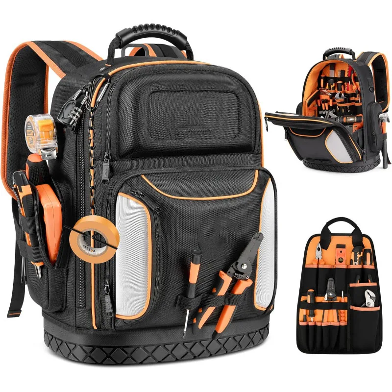 Black Heavy-duty Tool Storage Backpack with Lock Suitable for Electricians and Construction Workers Multifunctional Tool Kit
Black Heavy-duty Tool Storage Backpack with Lock Suitable for Electricians and Construction Workers Multifunctional Tool Kit