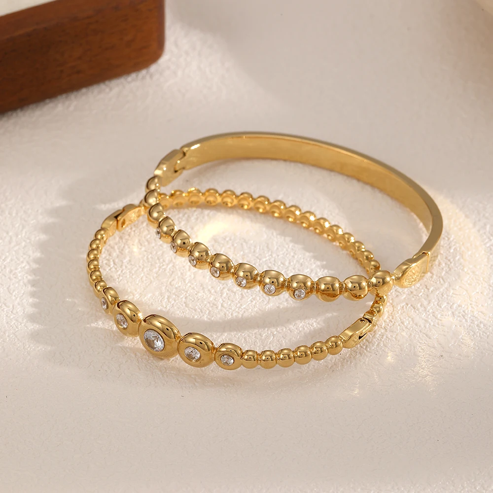 Luxury Fashion 18K Gold Plated Stainless Steel Bracelets Delicate Cubic Zirconia Bracelet Party Jewelry Gift
Luxury Fashion 18K Gold Plated Stainless Steel Bracelets Delicate Cubic Zirconia Bracelet Party Jewelry Gift