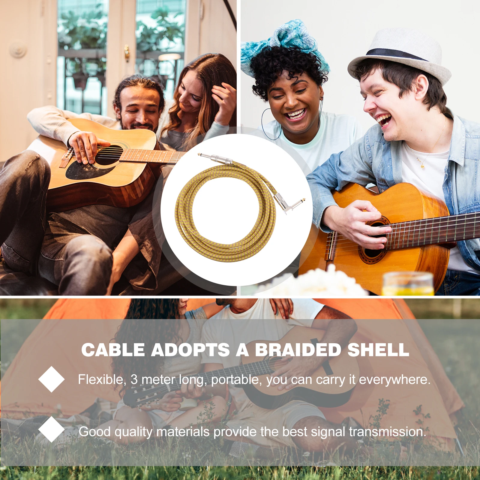 6.35mm Guitar Cable Right Angle PVC Instrument Electric AMP Cord Guitars Meter Shielded Noise Rejection Anti Interference Stable
6.35mm Guitar Cable Right Angle PVC Instrument Electric AMP Cord Guitars Meter Shielded Noise Rejection Anti Interference Stable