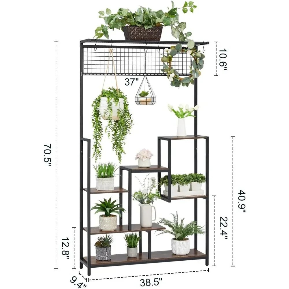 Plant Rack Indoor with Hooks ,Plant Stand with Grow Lights, Metal Ladder Flower Plant Shelf, for Living Room, Garden, Balcony
Plant Rack Indoor with Hooks ,Plant Stand with Grow Lights, Metal Ladder Flower Plant Shelf, for Living Room, Garden, Balcony