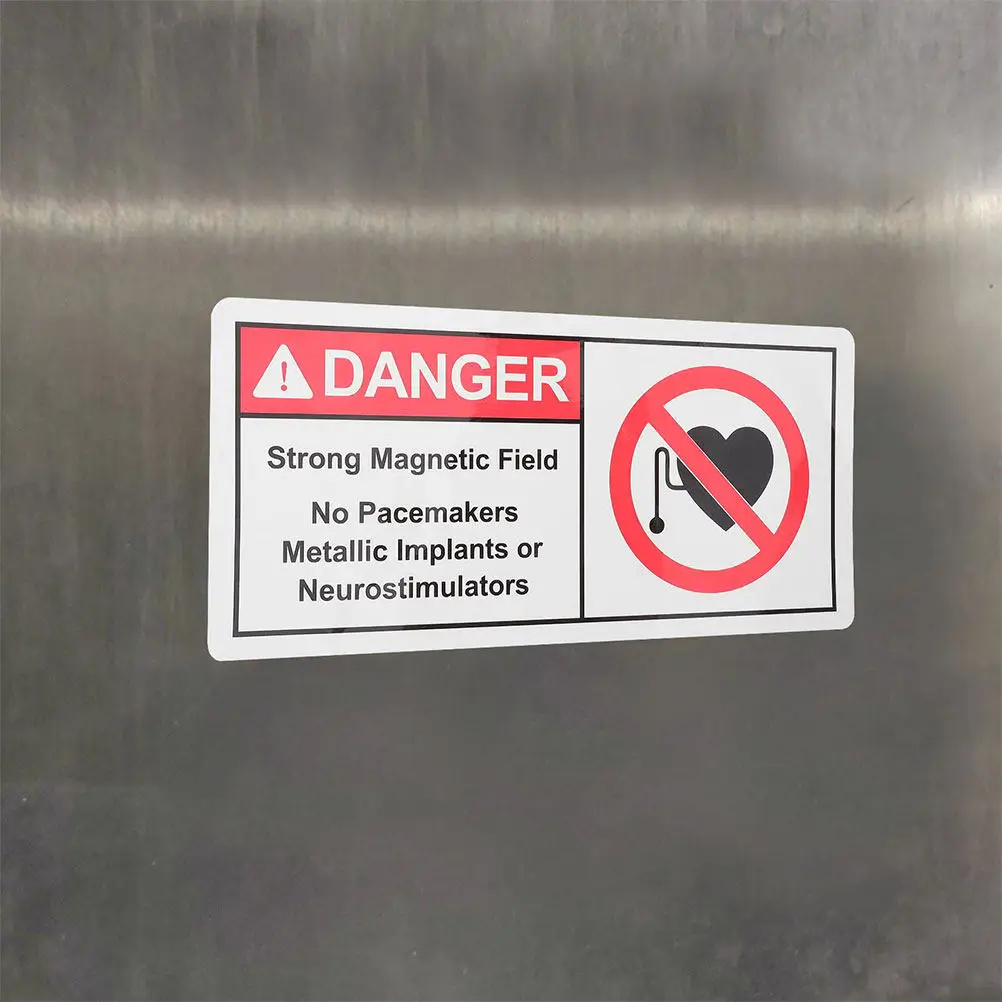 2Pcs PP Synthetic Paper Magnetic Field Caution Sticker No Warning Sign Safety Label Adhesive Decal Industrial