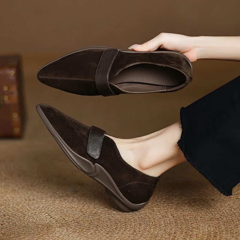 НОВЫЕ весенне-осенние женские туфли-лодочки, туфли на массивном каблуке с острым носком, женская обувь из овечьей замши, женские лоферы без шнуровки, черная обувь 
НОВЫЕ весенне-осенние женские туфли-лодочки, туфли на массивном каблуке с острым носком, женская обувь из овечьей замши, женские лоферы без шнуровки, черная обувь