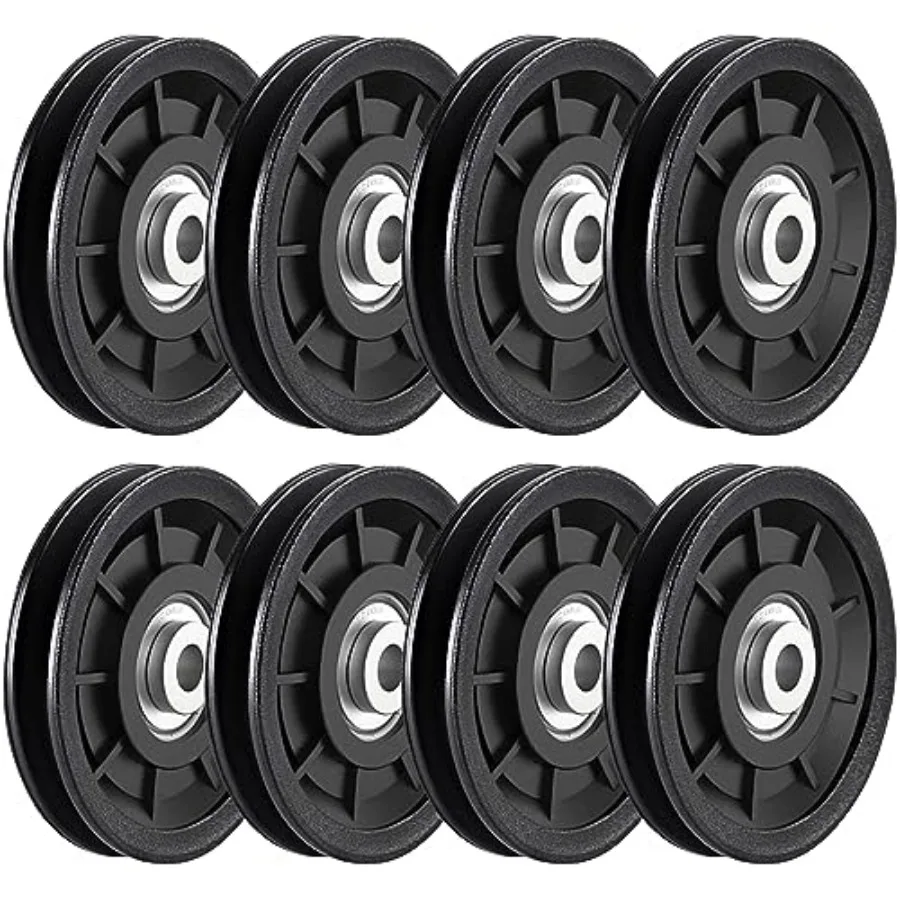 8Pcs 3.5" Nylon Bearing Pulley Wheel Replacement for Gym Equipment Part Cable Machine Universal Wear-Proof Nylon Pulley System
8Pcs 3.5" Nylon Bearing Pulley Wheel Replacement for Gym Equipment Part Cable Machine Universal Wear-Proof Nylon Pulley System