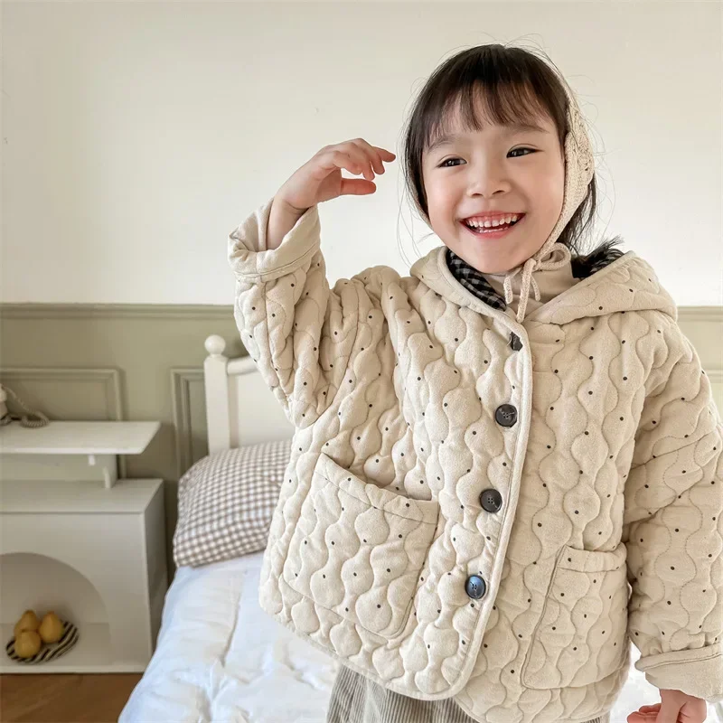 Winter Kids Parkas Girls cute dot Fleece Thicken hooded coat Boys warm loose Tops
Winter Kids Parkas Girls cute dot Fleece Thicken hooded coat Boys warm loose Tops