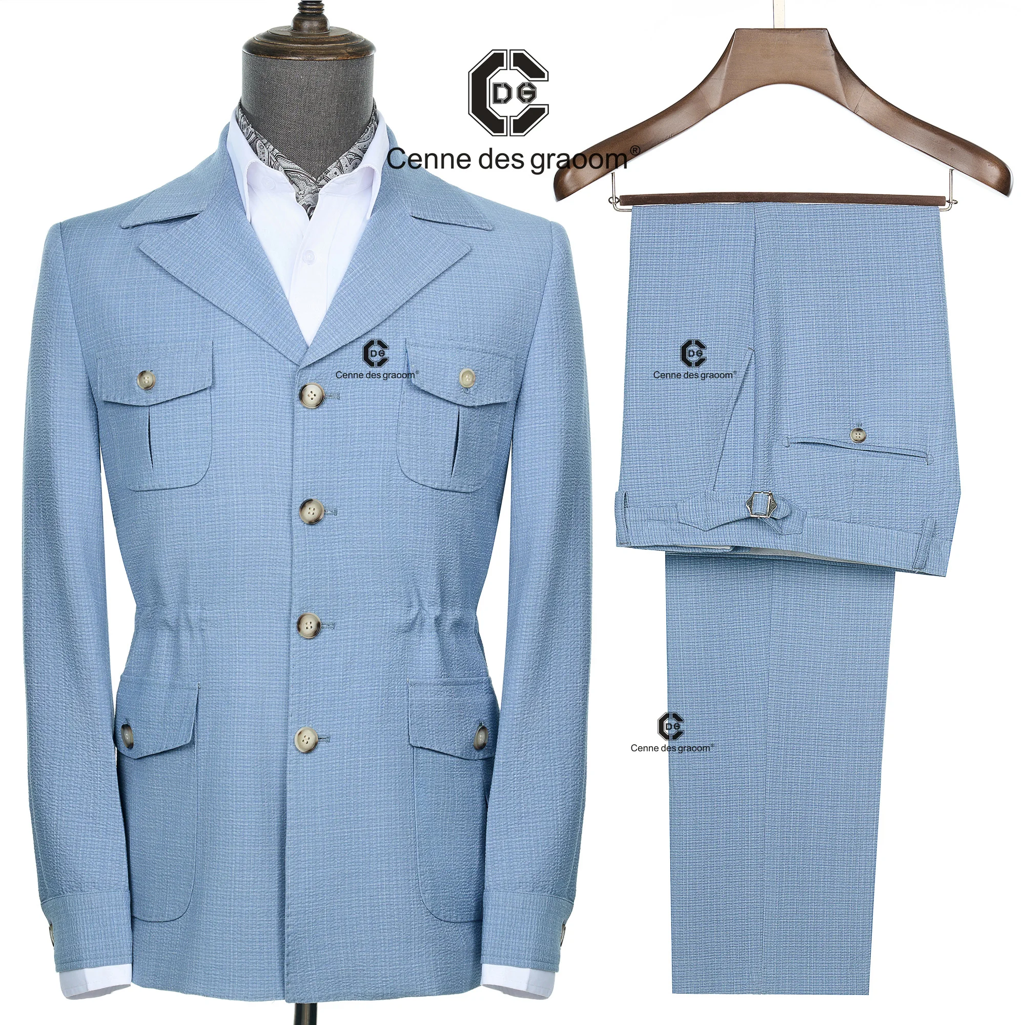 Cenne Des Graoom 2025 New Fashion Vintage Hunting Outfits for Men Sky Blue Safari Jackets with Multi Pockets Slim Fit Casual
Cenne Des Graoom 2025 New Fashion Vintage Hunting Outfits for Men Sky Blue Safari Jackets with Multi Pockets Slim Fit Casual