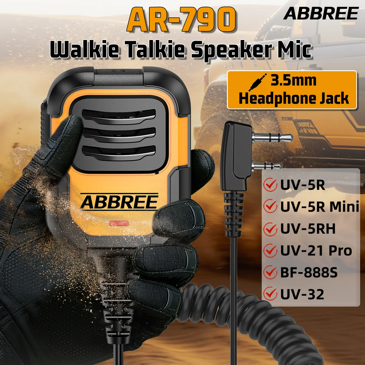 ABBREE AR-790 IP54 Walkie Talkie Speaker Microphone Handheld Mic Upgrade 780 MIC For Baofeng UV5R UV-21 Pro UV-32 Two Way Radio
ABBREE AR-790 IP54 Walkie Talkie Speaker Microphone Handheld Mic Upgrade 780 MIC For Baofeng UV5R UV-21 Pro UV-32 Two Way Radio