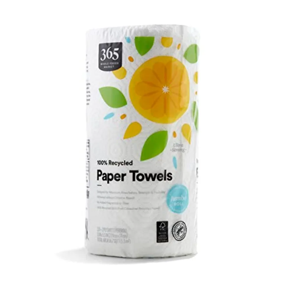 , 100% Recycled Jumbo Paper Towels, Ultra-Strong, 135 Sheets per Roll, 1 Count
, 100% Recycled Jumbo Paper Towels, Ultra-Strong, 135 Sheets per Roll, 1 Count