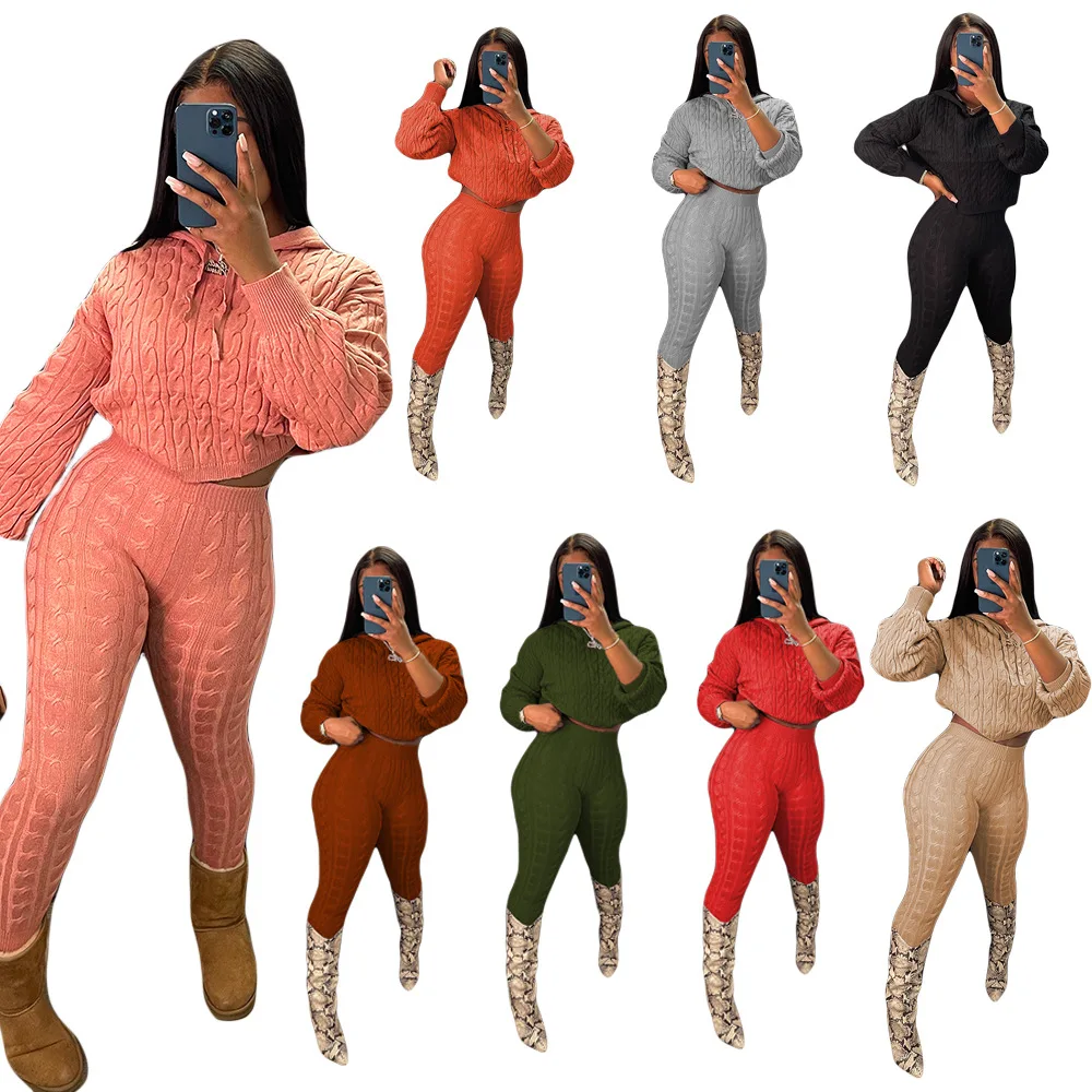 2026 spring New 2 Piece Sets Womens Outfits Fashion Long Sleeve Cable Knit Hooded Sweater & Pants Suit Streetwear Winter Casual
2026 spring New 2 Piece Sets Womens Outfits Fashion Long Sleeve Cable Knit Hooded Sweater & Pants Suit Streetwear Winter Casual