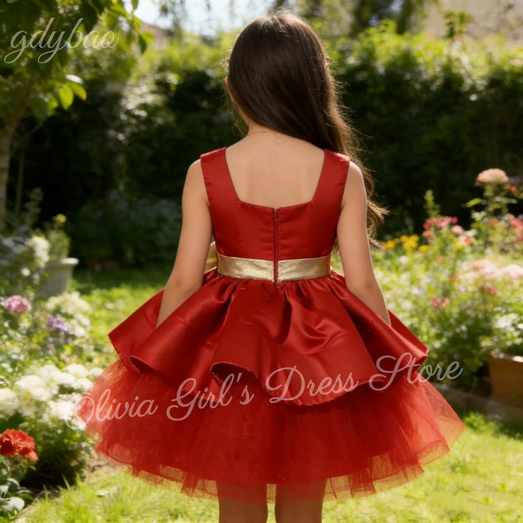 Customizable Red Flower Girl Wedding Dress with Golden Bow Knee-Length Girls' Dress for Weddings Birthday Parties First Commun
Customizable Red Flower Girl Wedding Dress with Golden Bow Knee-Length Girls' Dress for Weddings Birthday Parties First Commun
