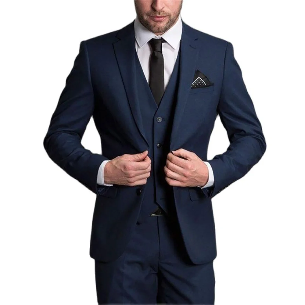 New Arrival Men Suit Terno Homme Costume Elegant Groom Masculino Navy Blue Single Breasted Notched Lapel Jacket Pants Vest 3 Pcs
New Arrival Men Suit Terno Homme Costume Elegant Groom Masculino Navy Blue Single Breasted Notched Lapel Jacket Pants Vest 3 Pcs