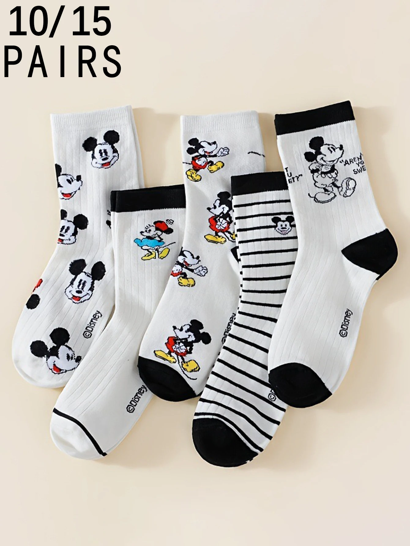 10/15 Pairs of new Academic style Disney Cartoon Character Mickey Mouse pattern Comfortable Soft Women's Mid-Calf Socks
10/15 Pairs of new Academic style Disney Cartoon Character Mickey Mouse pattern Comfortable Soft Women's Mid-Calf Socks