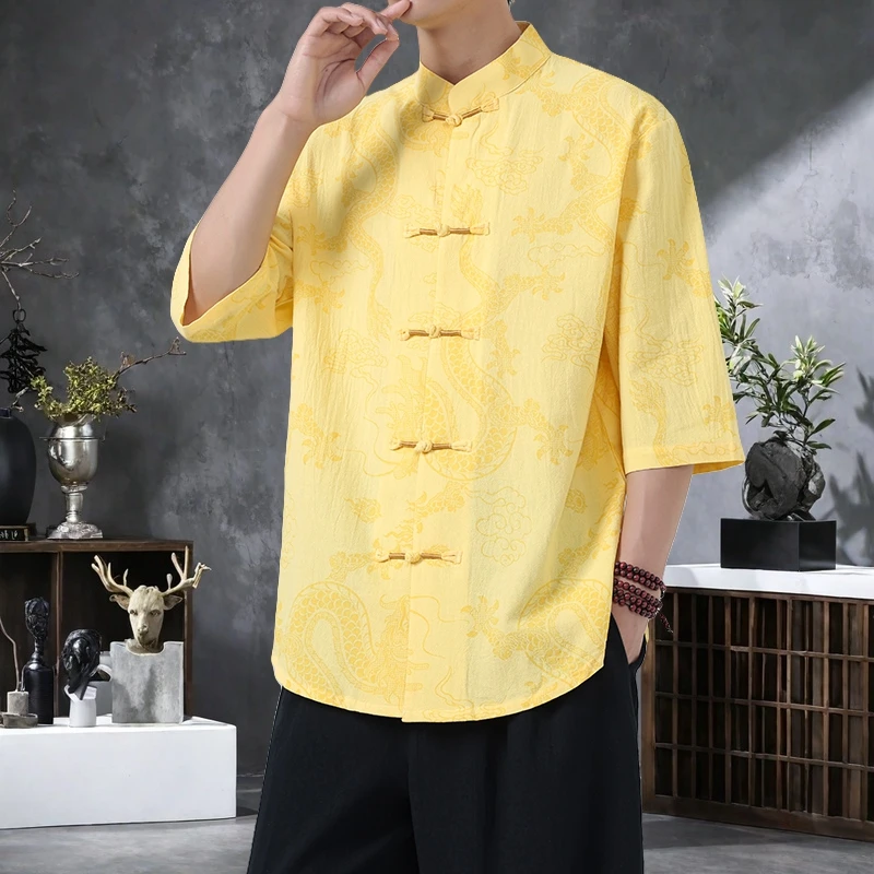 Men's Summer Chinese Style Printed Shirt - Lightweight Mandarin Collar Top with Frog Buttons & Oriental Design for Casual Wear
Men's Summer Chinese Style Printed Shirt - Lightweight Mandarin Collar Top with Frog Buttons & Oriental Design for Casual Wear