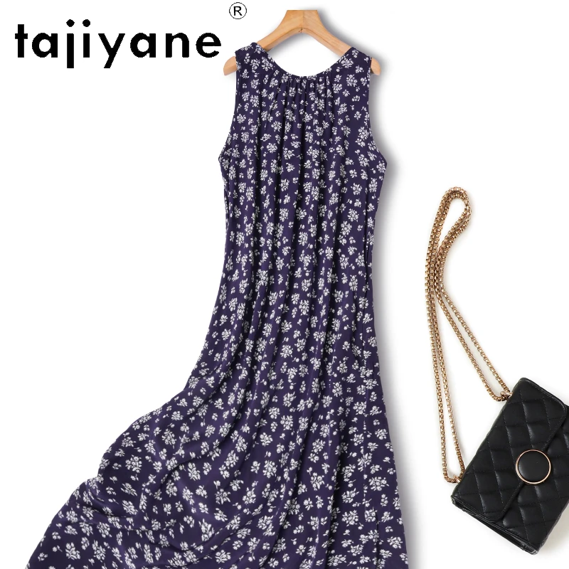 Tajiyane 100% Mulberry Silk Summer New Slimming Blue Floral Over The Knee Silk Round Neck Sleeveless Women Dress Женская Одежда
Tajiyane 100% Mulberry Silk Summer New Slimming Blue Floral Over The Knee Silk Round Neck Sleeveless Women Dress Женская Одежда
