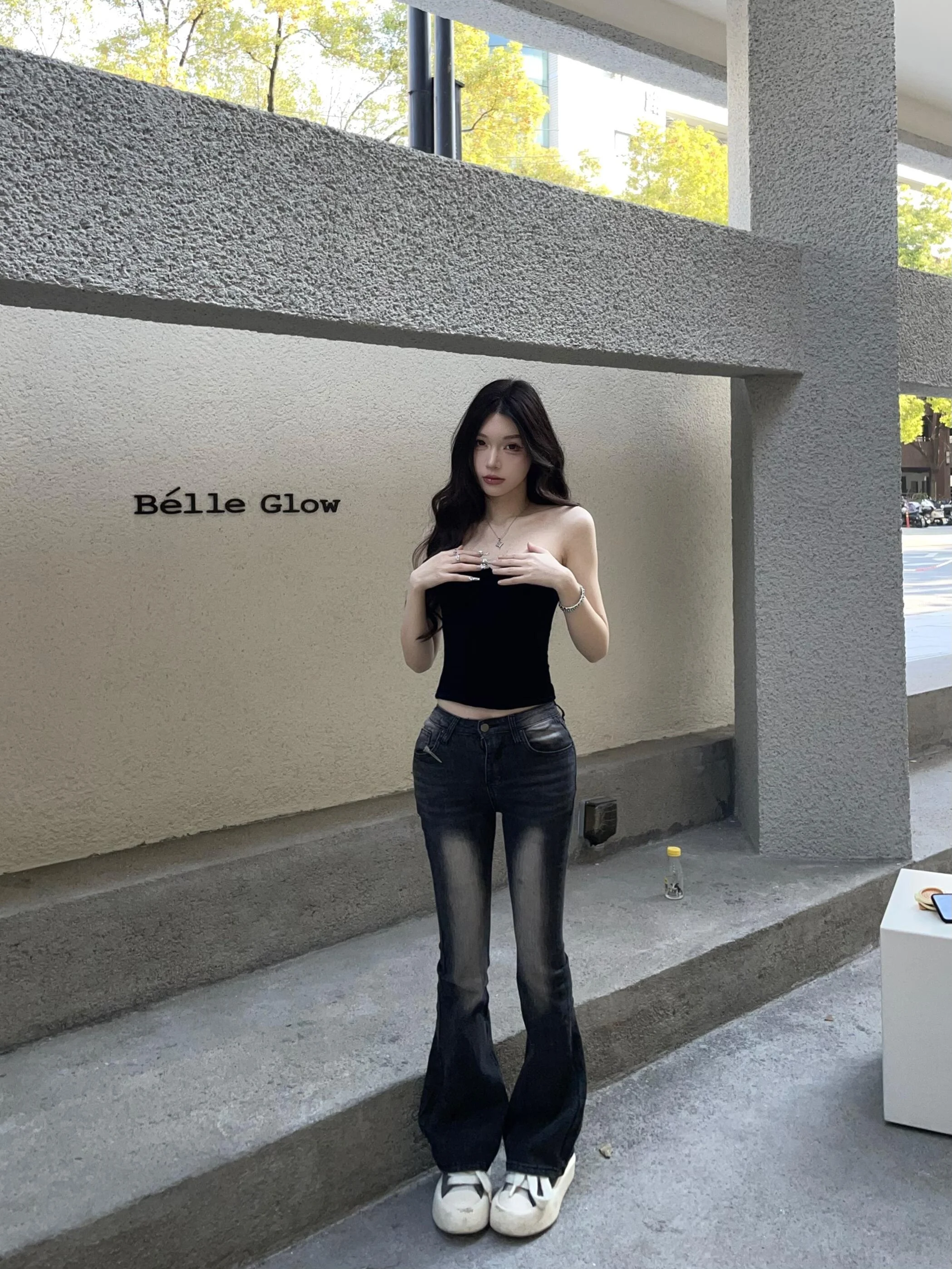 High Waist Slim Fit Jeans Dongda Gate INS Bla ey Flared Legs Elastic Waisand Bootcut Jeans Cotton Stretch Denim Jeans
High Waist Slim Fit Jeans Dongda Gate INS Bla ey Flared Legs Elastic Waisand Bootcut Jeans Cotton Stretch Denim Jeans