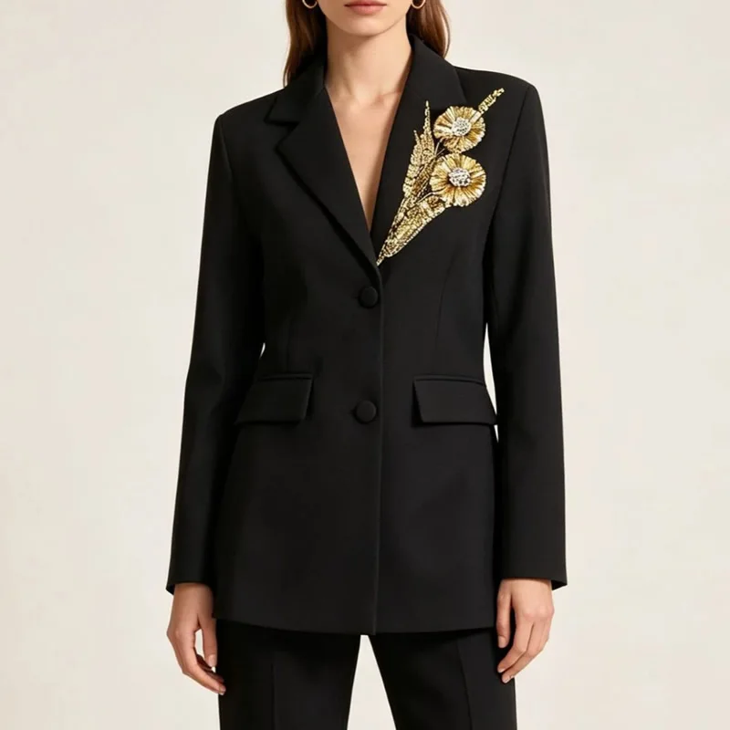 High Quality Women Long Sleeve Turn-Down Collar Coat Beading Suit Coat
High Quality Women Long Sleeve Turn-Down Collar Coat Beading Suit Coat