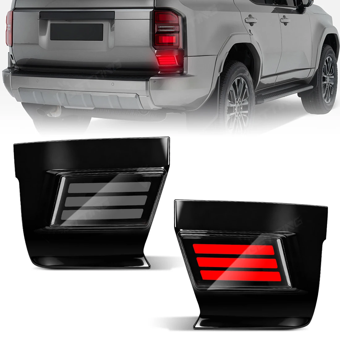 Светодиодный задний бампер для Toyota Land Cruiser 250 Prado LC250 2024 2025, динамический указатель поворота, стоп-сигнал, задний фонарь, детали дальнего света
Светодиодный задний бампер для Toyota Land Cruiser 250 Prado LC250 2024 2025, динамический указатель поворота, стоп-сигнал, задний фонарь, детали дальнего света