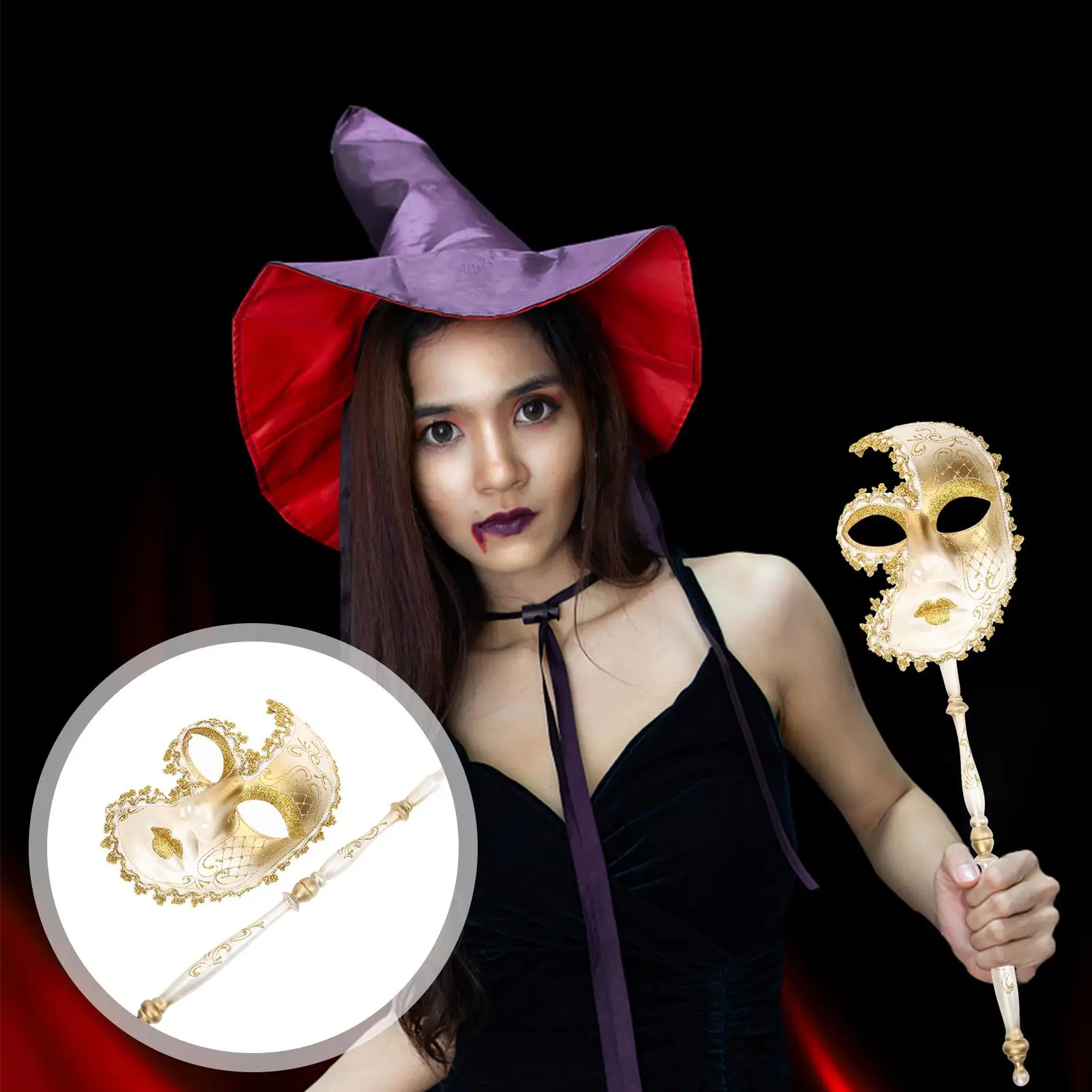 Costumes Hand Mask Venetian Men Halloween Masks Masquerade Ball for Women Vintage Venetian with Stick Lovers
Costumes Hand Mask Venetian Men Halloween Masks Masquerade Ball for Women Vintage Venetian with Stick Lovers