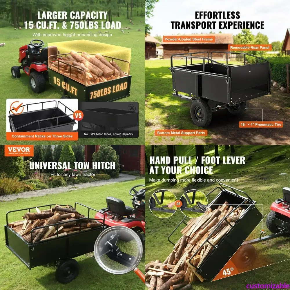 Прочная стальная буксируемая тележка для квадроциклов - грузоподъемность 750 фунтов, садовый прицеп на 15 кубических футов со съемными сторонами
Прочная стальная буксируемая тележка для квадроциклов - грузоподъемность 750 фунтов, садовый прицеп на 15 кубических футов со съемными сторонами