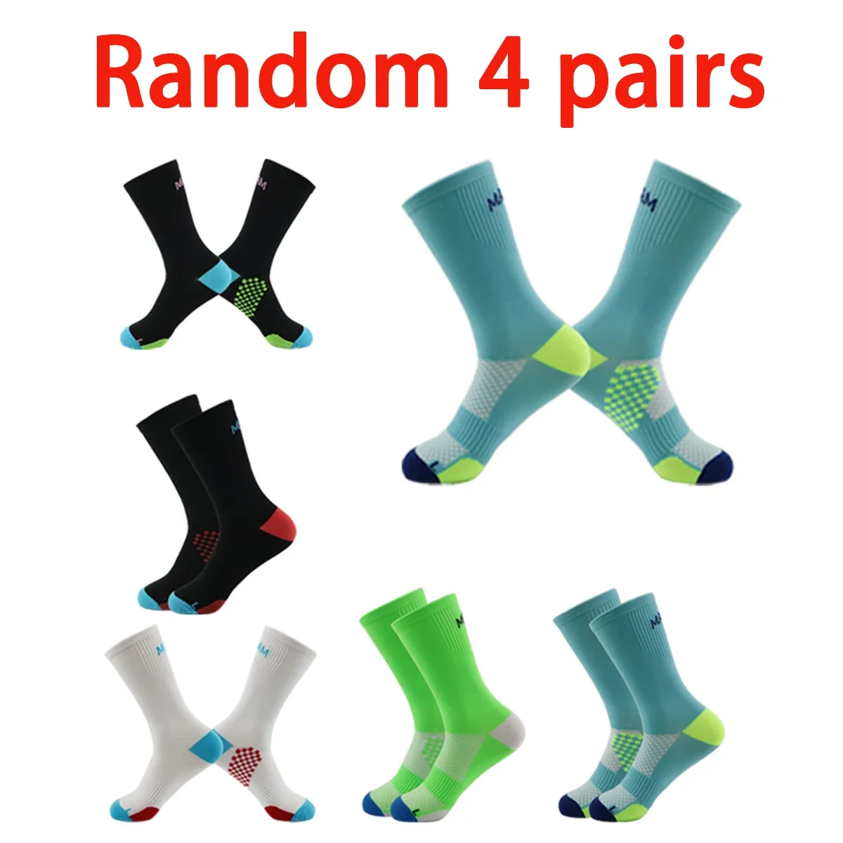 Four pairs of high-quality outdoor sports socks for running, racing and cycling are randomly selected
Four pairs of high-quality outdoor sports socks for running, racing and cycling are randomly selected